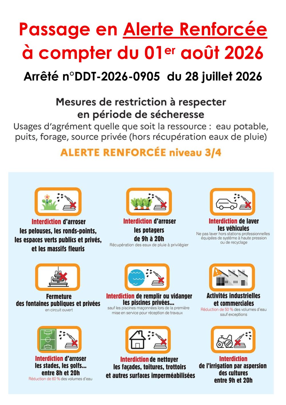 Alerte Renforcée à compter du samedi 1er août 2026 - Situation de sécheresse en Haute-Savoie - Alerte Renforcée à compter du samedi 1er août 2026 - Situation de sécheresse en Haute-Savoie -