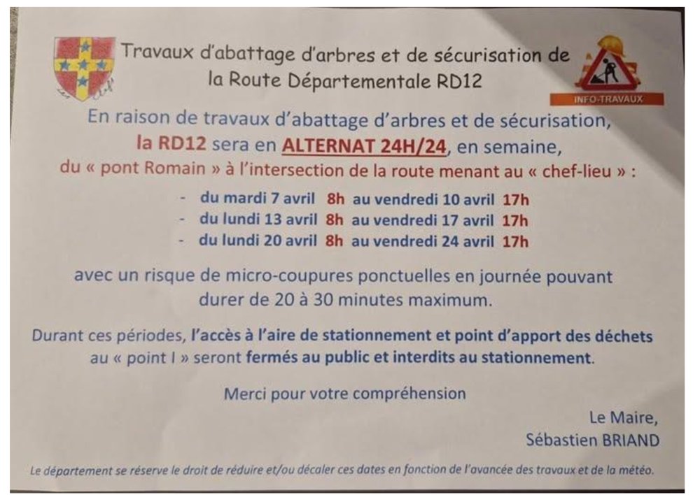 Informations de la part de la Mairie des Clefs.