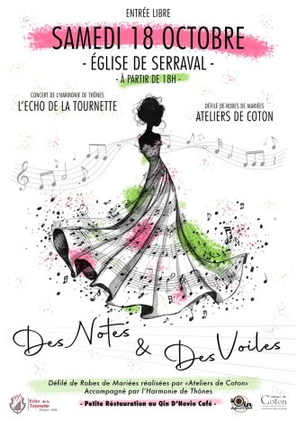 Samedi 18 octobre à partir de 18h : Concert de l'Harmonie de Thônes et défilé de robes de mariées à l'église.