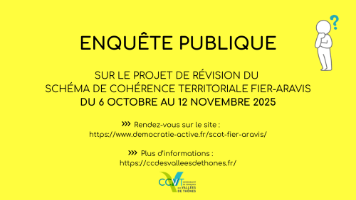 Enqute publique sur le projet de rvision du SCoT Fier-Aravis : du 06/10 au 12/11/2025.