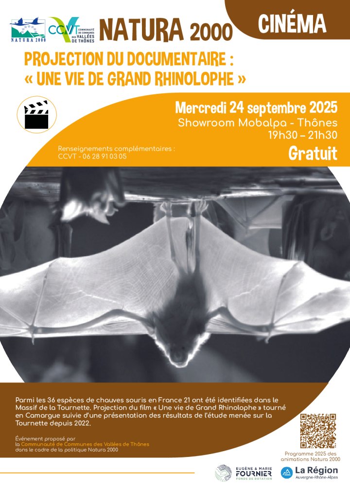 Mercredi 24/09 à 19h30 au showroom Mobalpa de Thônes : projection du documentaire "Une vie de grand rhinolophe" - GRATUIT -
